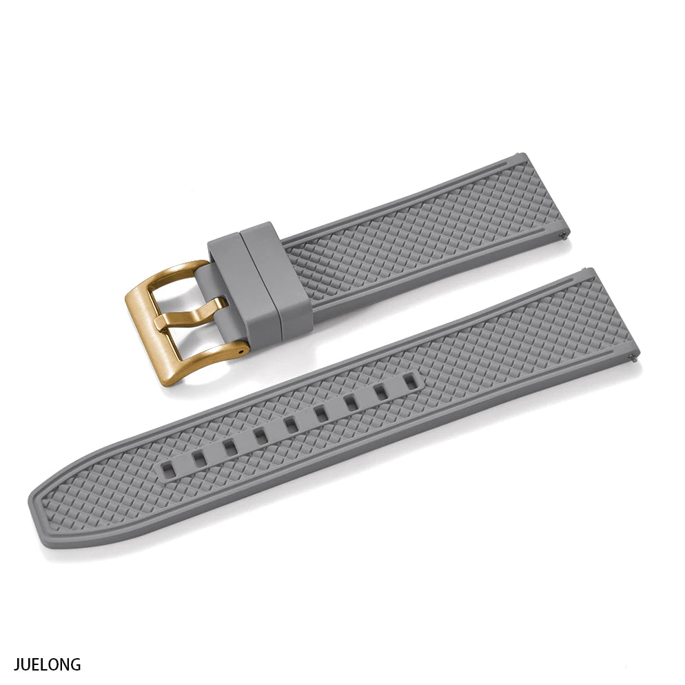 HAISCH Bullet-Shaped FKM Rubber Watch Strap – 18-24mm, Quick Release, Waterproof