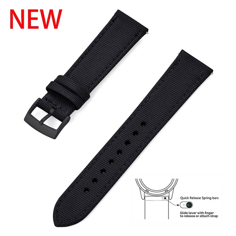 NATOBELT High Quality Canvas Nylon Leather Quick Release Sailcloth Watch Strap 18mm 20mm 22mm Replacement Watchbands