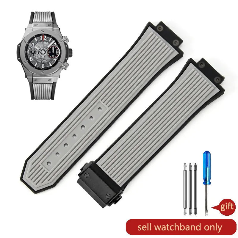 Soft Silicone Watch Band 27×17mm for Hublot Big Bang (Waterproof, Steel