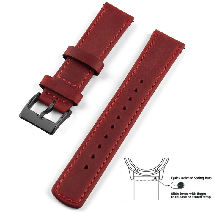 Top Grain Genuine Leather Quick Release Watch Band 20–22mm for Samsung Galaxy Watch