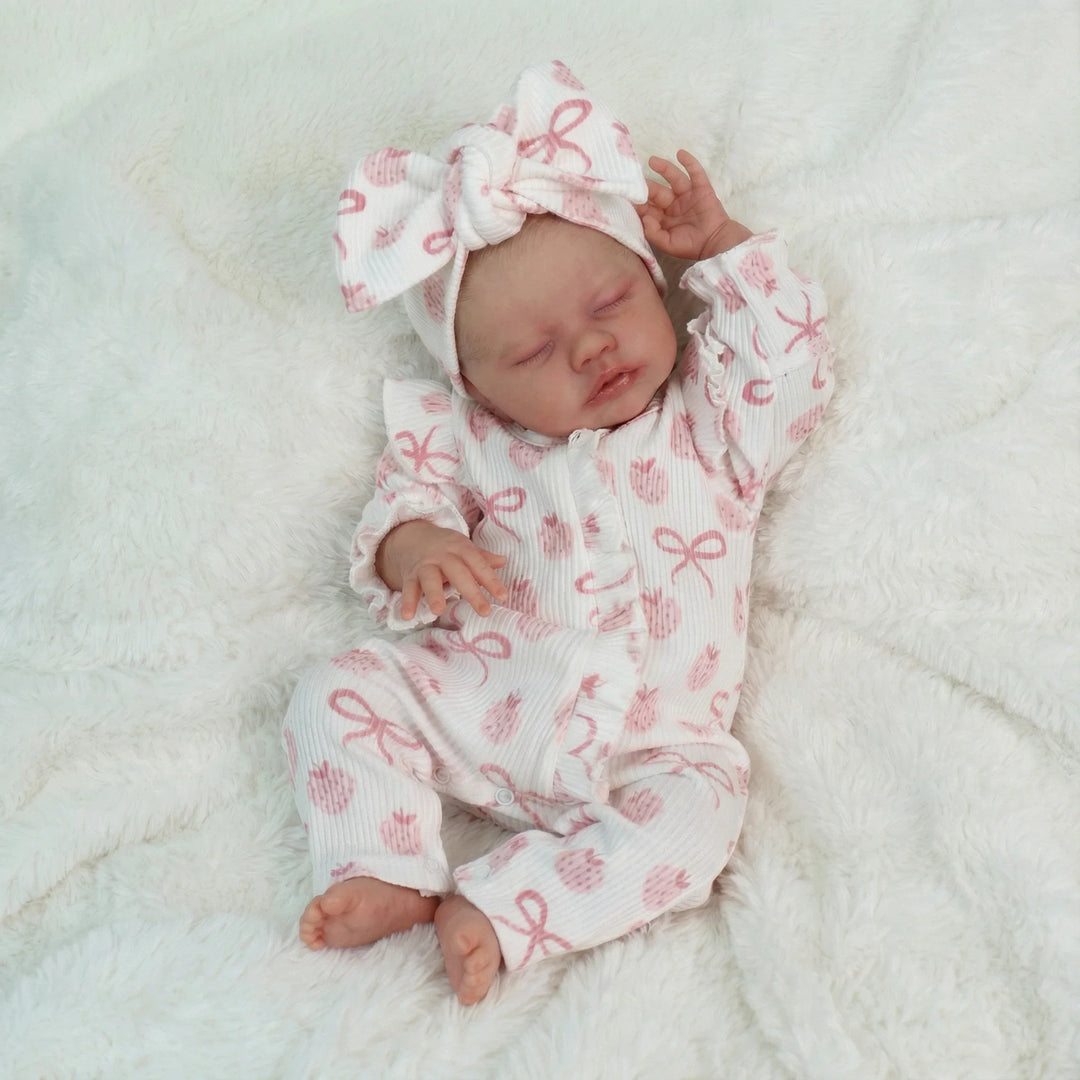 NPK 19inch Primrose Reborn Baby Doll Asleep Painted Hair Realistic 3D Skin Multiple Layers Hand-Painted Touch Doll Collectible