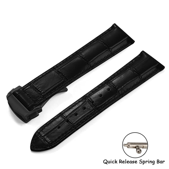 Calfskin Leather Watch Strap 19mm20mm 21mm 22mm For Omega 007 Seamaster 300 De ville AT150 Commander Folding Buckle Bracelet Men