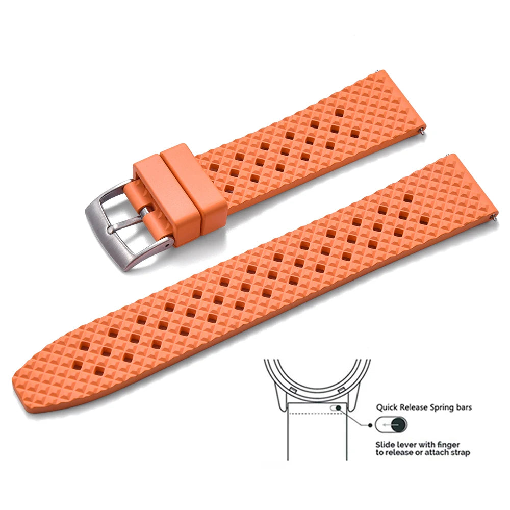 New Designed Honeycomb Fluorine FKM Rubber Strap 20mm 22mm Quick Release Watchbands For SRP777J1 Watch Replacement Wristband