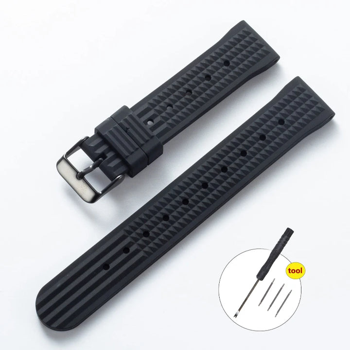 Premium Rubber Watch Band for Seiko Fast Release Soft Universal Flat-end 20MM 22MM Rubber Strap Replacement for 7.3inch Wrist
