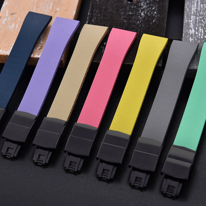 CTS FKM Rubber Watch Strap 16mm 18mm 19mm 20mm 21mm 22mm Quick Release Butterfly Buckle Watch Band CTS Strap For Cut To Size
