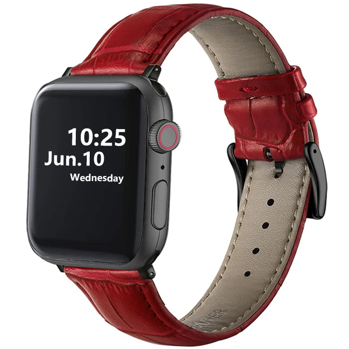 Leather Apple Watch Band (38/42mm, Series 3–6/SE Compatible)