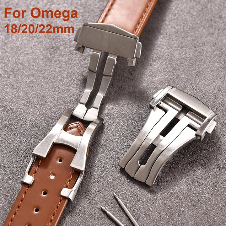 Stainless Steel Deployment Clasp 18–22mm for Omega Watches – Butterfly Buckle