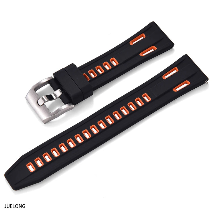 JUELONG Dual Color High-Density Silicone Watch Strap 20/22mm Quick Release