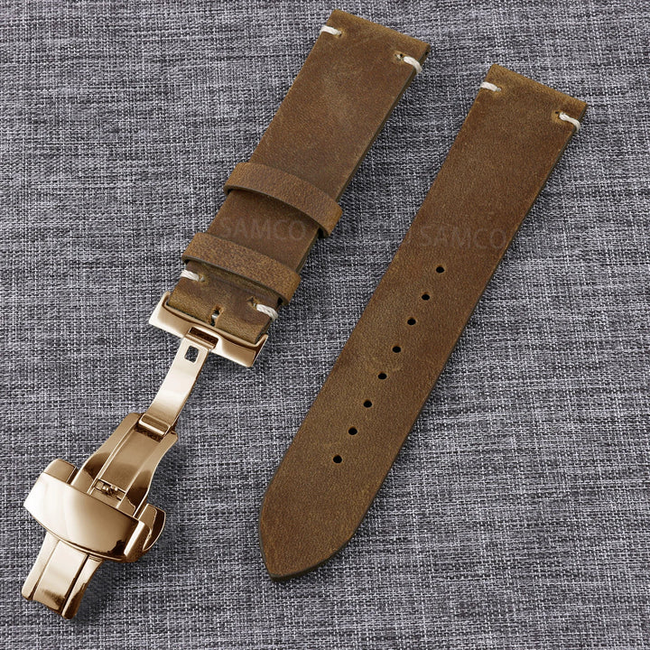 Vintage Top-Grain Leather Watch Strap (18–24mm)