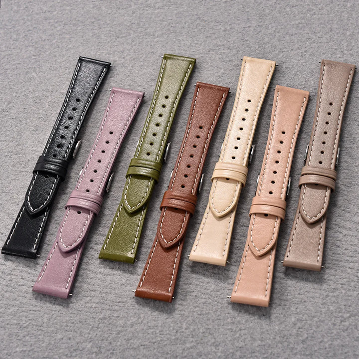 Ultra-Thin Quick Release Leather Watch Strap (20-22mm)