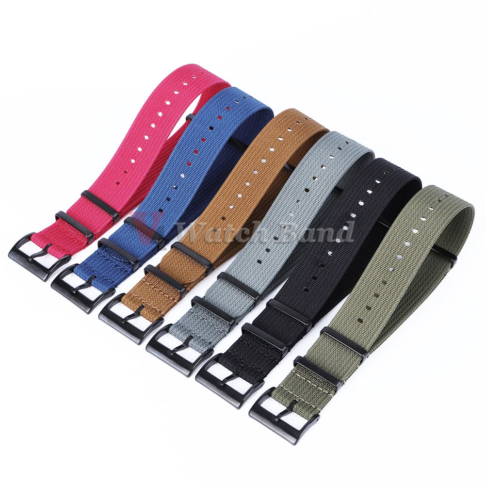 Universal Fabric Nylon Watch Strap with Black Buckle (20/22mm)