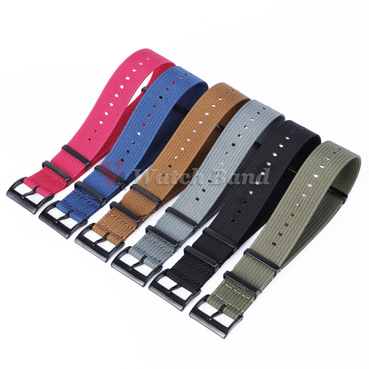 Universal Fabric Nylon Watch Strap with Black Buckle (20/22mm)