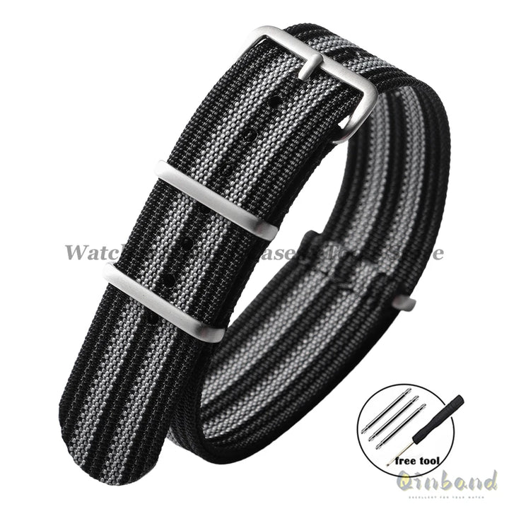 Ribbed Strap Ballistic Fabric Watch Strap Replacement 18mm 19mm 20mm 22mm for Samsung Galaxy Watch7/6/5/4 Quality Nylon Bracelet