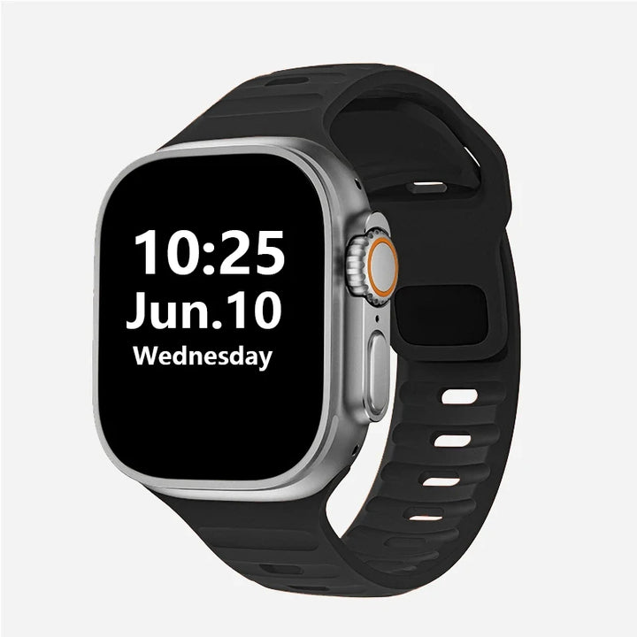 Silicone Rubber Apple Watch Band 38–49mm for iWatch Series 3–8 & Ultra