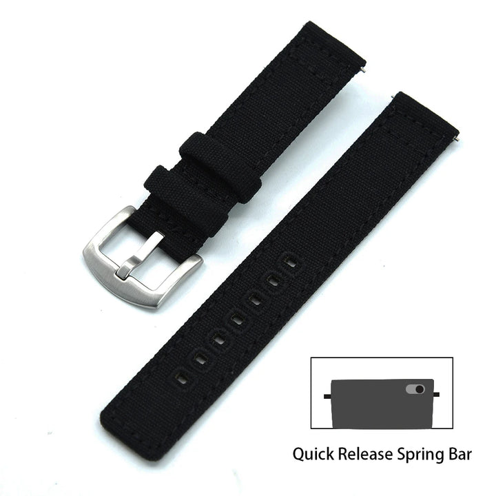 JUELONG Premium Nylon Sailcloth Watch Strap 20mm 22mm Canvas Sailcloth Watch Bands Quick Release Perfect Fit Flat End Universal