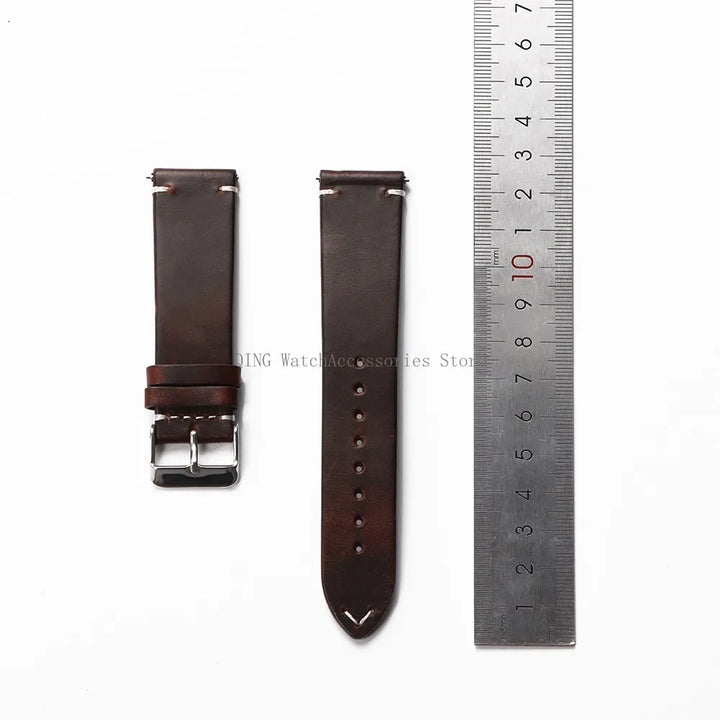 Title: Vintage Oil Wax Leather Watch Band 18–22mm (Quick Release, Unisex)