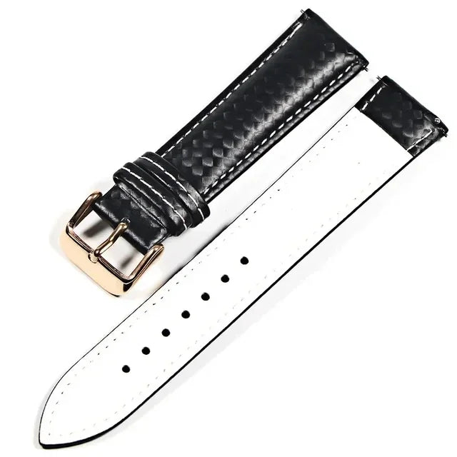 Genuine leather bracelet Carbonfiber grain Watchband 18mm 20mm Red Orange stitching watch band 20mm 22mm watch strap