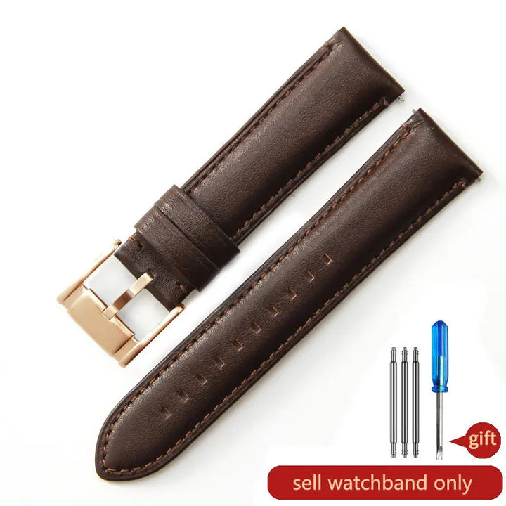 Genuine Leather Watch Strap for Fossil (22/24mm, Dark Blue)