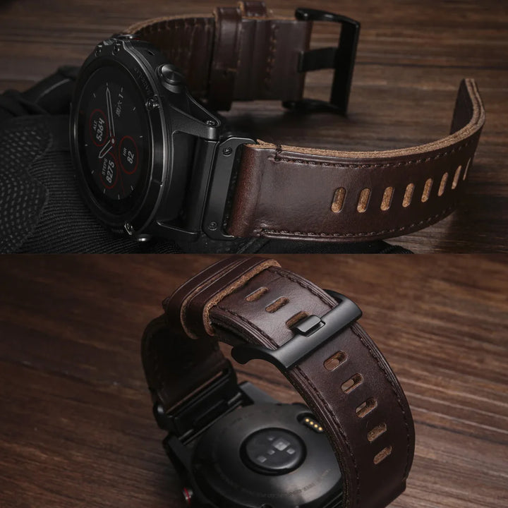 Horween Leather Straps For Garmin Fenix7 Quickfit 22 26mm Business Retro Watch Band Epix MARQ Quatic Tactix Forerunner