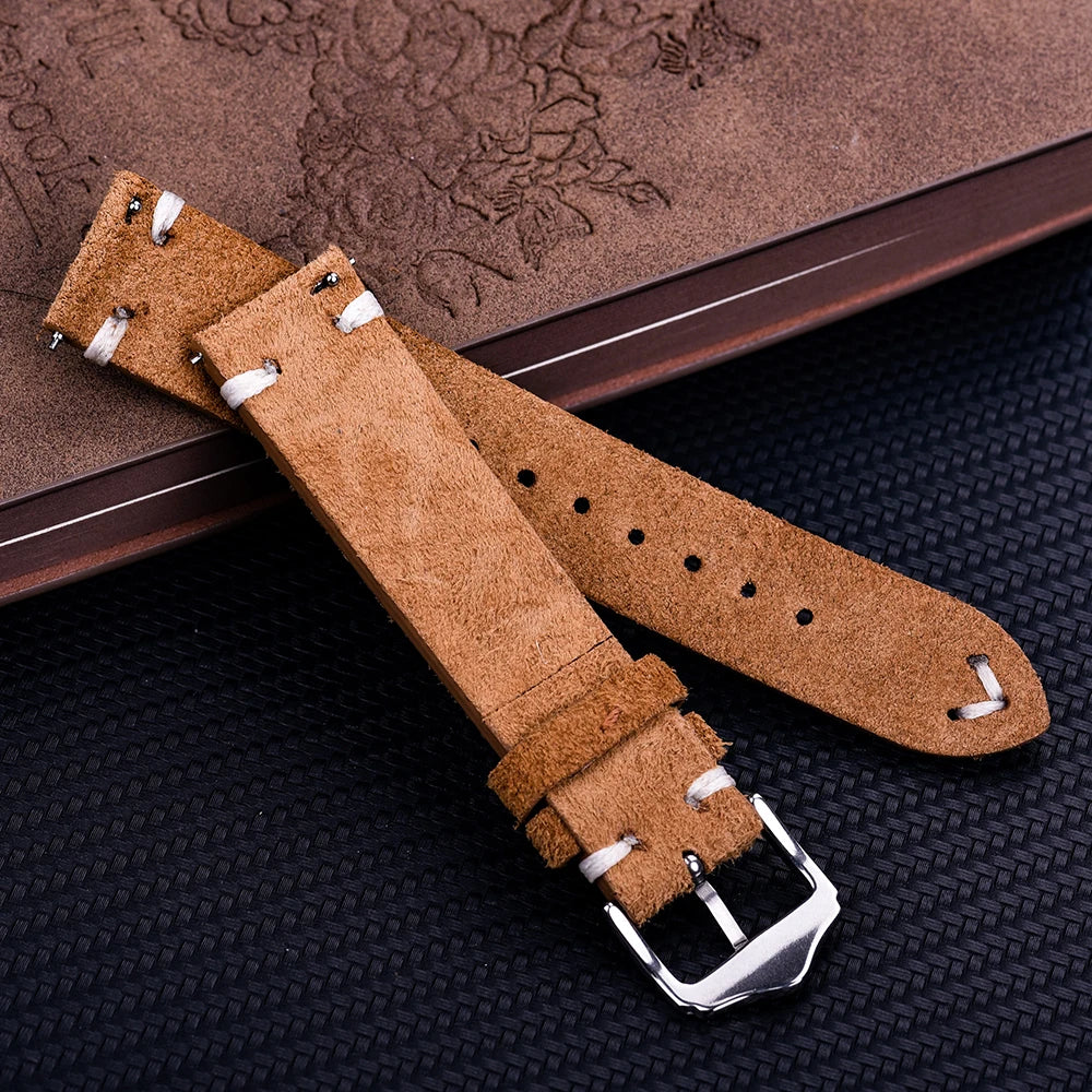 Vintage Suede Leather Watch Strap – 20-22mm Quick Release