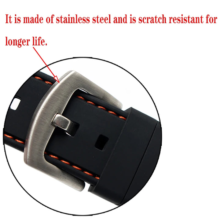 Waterproof Silicone Rubber Watch Strap (20-26mm)
