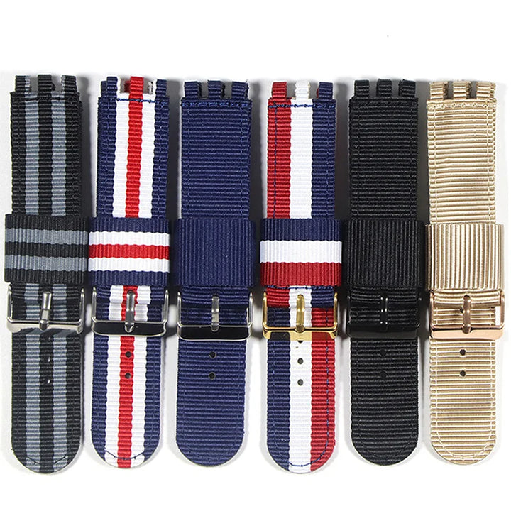Nylon Canvas Watch Strap – 17/19/20mm for Swatch with Buckle