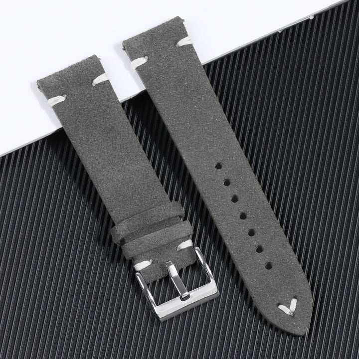 Vintage Suede Leather Watch Strap (Handmade Stitching)