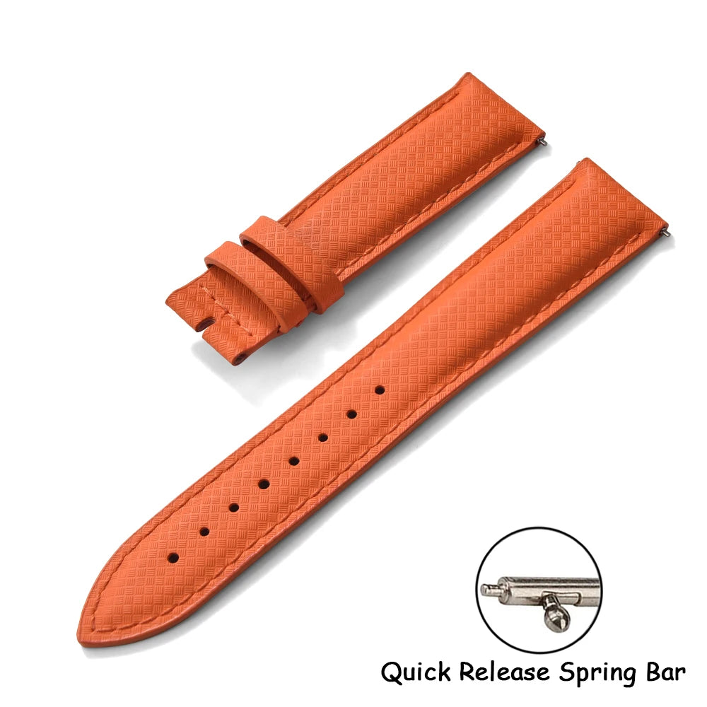 New Design FKM Rubber Sailcloth Strap 18/19/20/22mm Quick Release Leather Watch Band Universal Butterfly Buckle Band For Omega