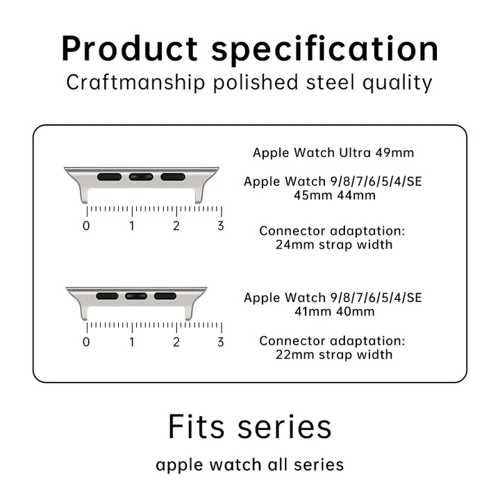 2pcs 316L Stainless Steel Adapter For Apple Watch Ultra 49mm Series 9 8 7 6 5 SE 45mm 44mm 41mm 40mm Apple Watch Band Connector