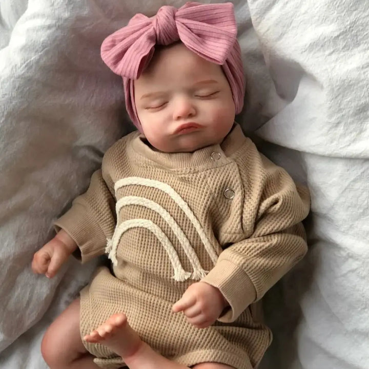 46 cm Finished Rosalie Reborn Baby Doll – Sleeping Newborn with Rooted Hair & 3D Skin