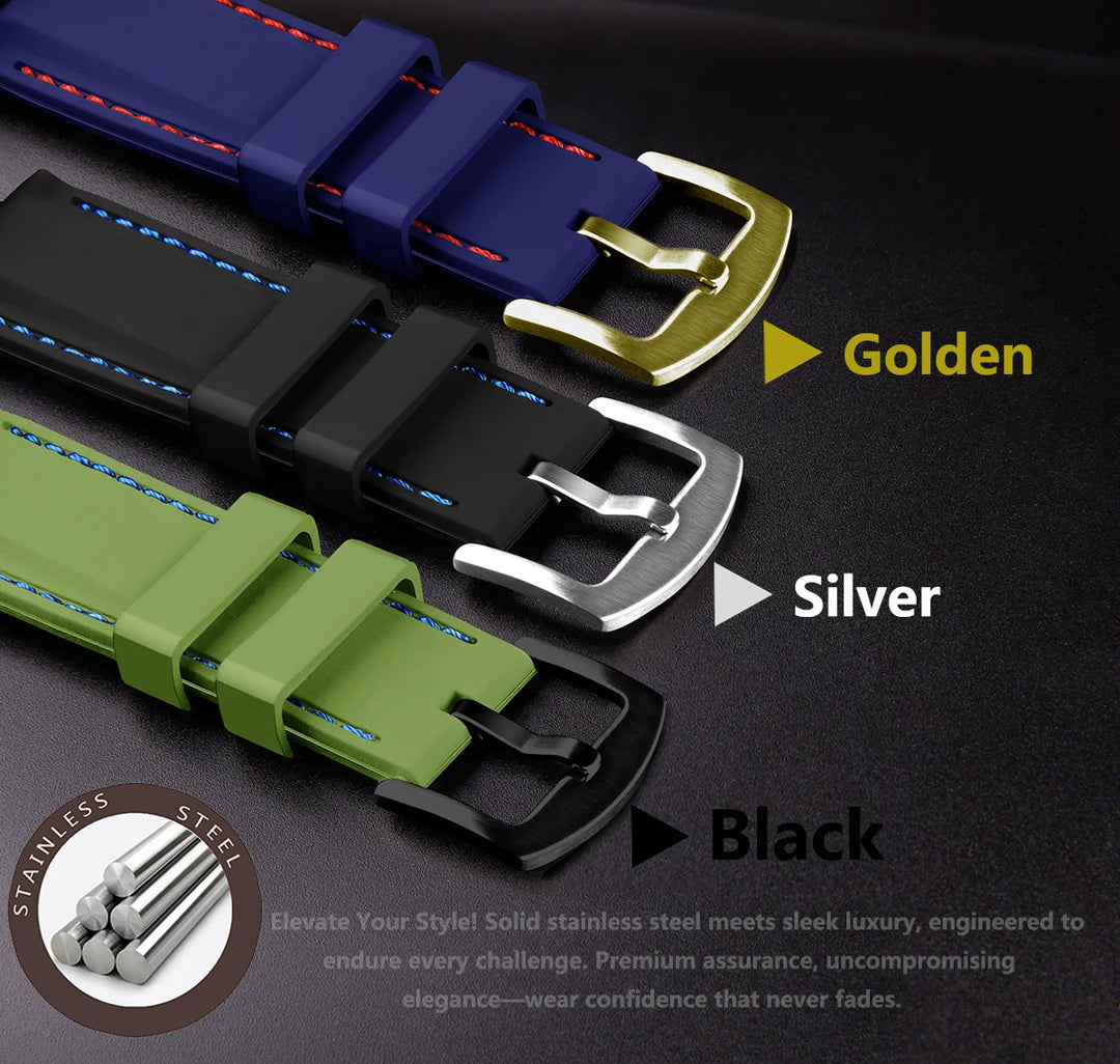 Silicone Rubber Watch Band 20–22mm (Soft & Comfortable Replacement)