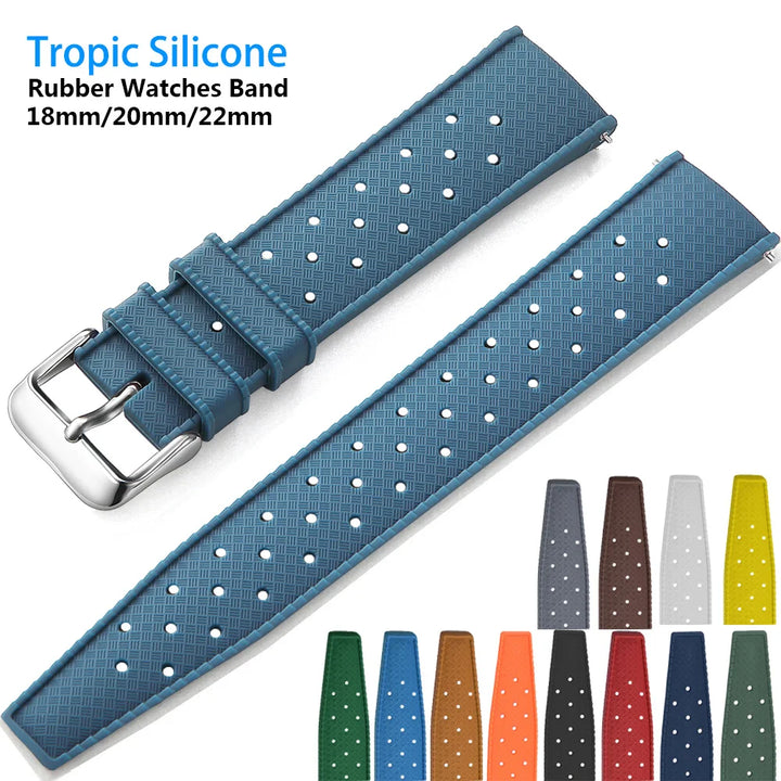 Tropical Silicone Watch Band 18–22mm (Quick Release)