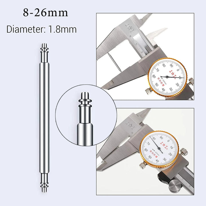 20pcs Stainless Steel Watch Spring Bars – Full Size Repair Kit (10-26mm)