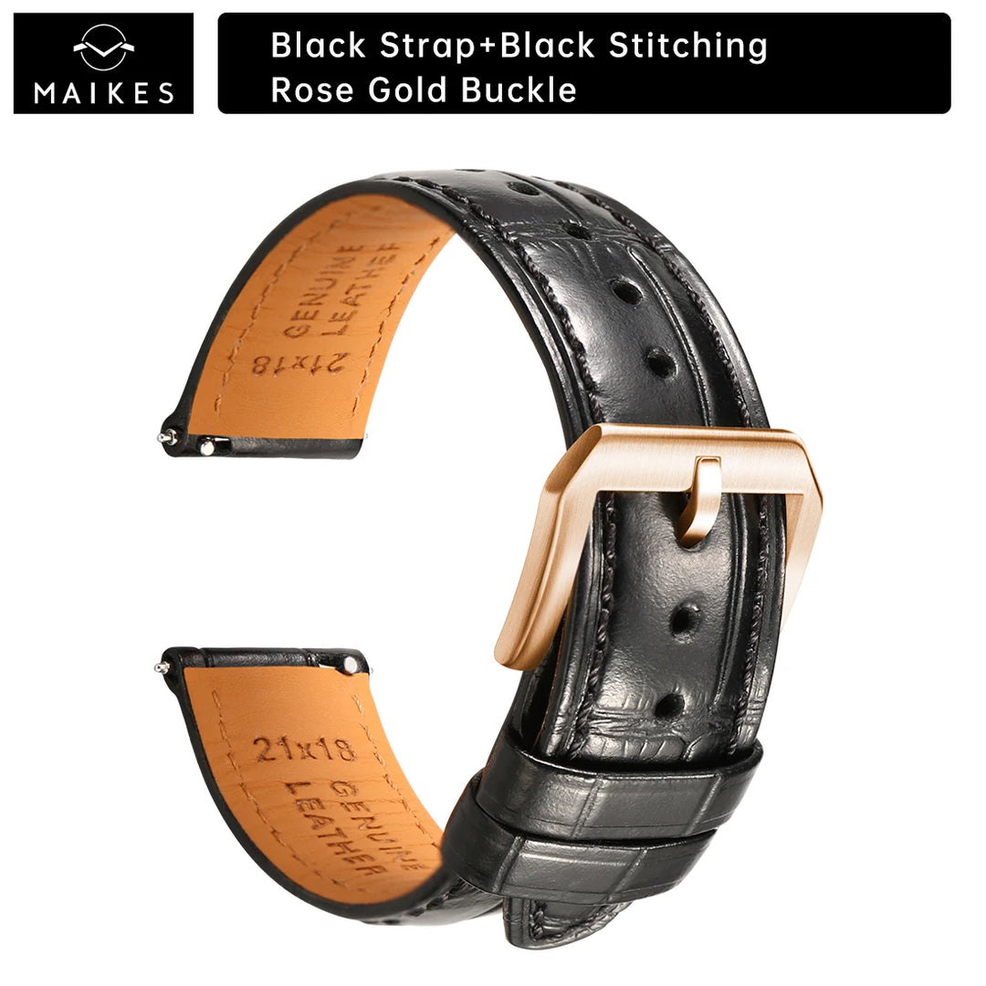 MAIKES Luxury Leather Watch Strap Quick Release Accessories For Rolex Omega IWC Watchbands Green 19mm 20mm 21mm 22mm Watch Band