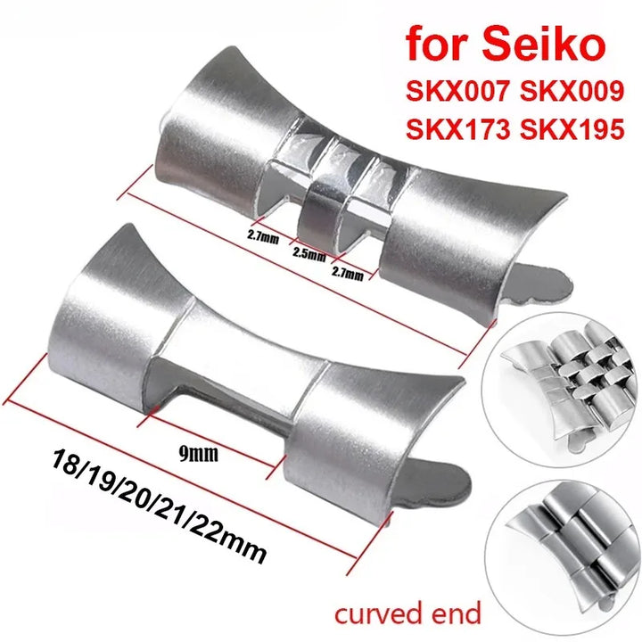 Curved Flat End Stainless Steel Link Adapter 18–22mm for Seiko SKX007/009