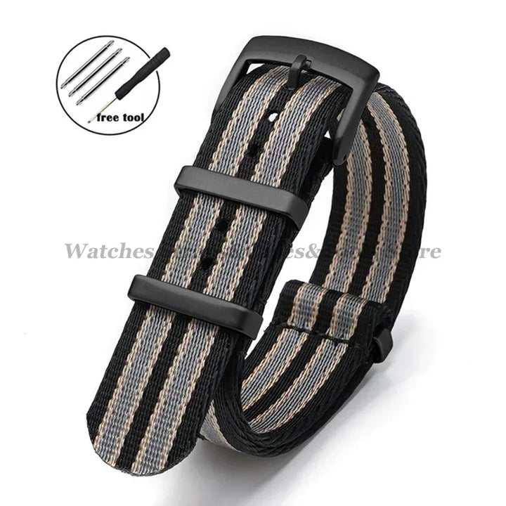 Nylon Watch Strap for Omega 007 for Seamaster 300 Canvas Watchband 18mm 20mm 22mm 24mm for Seiko Men Sport Bracelet Wrist Band