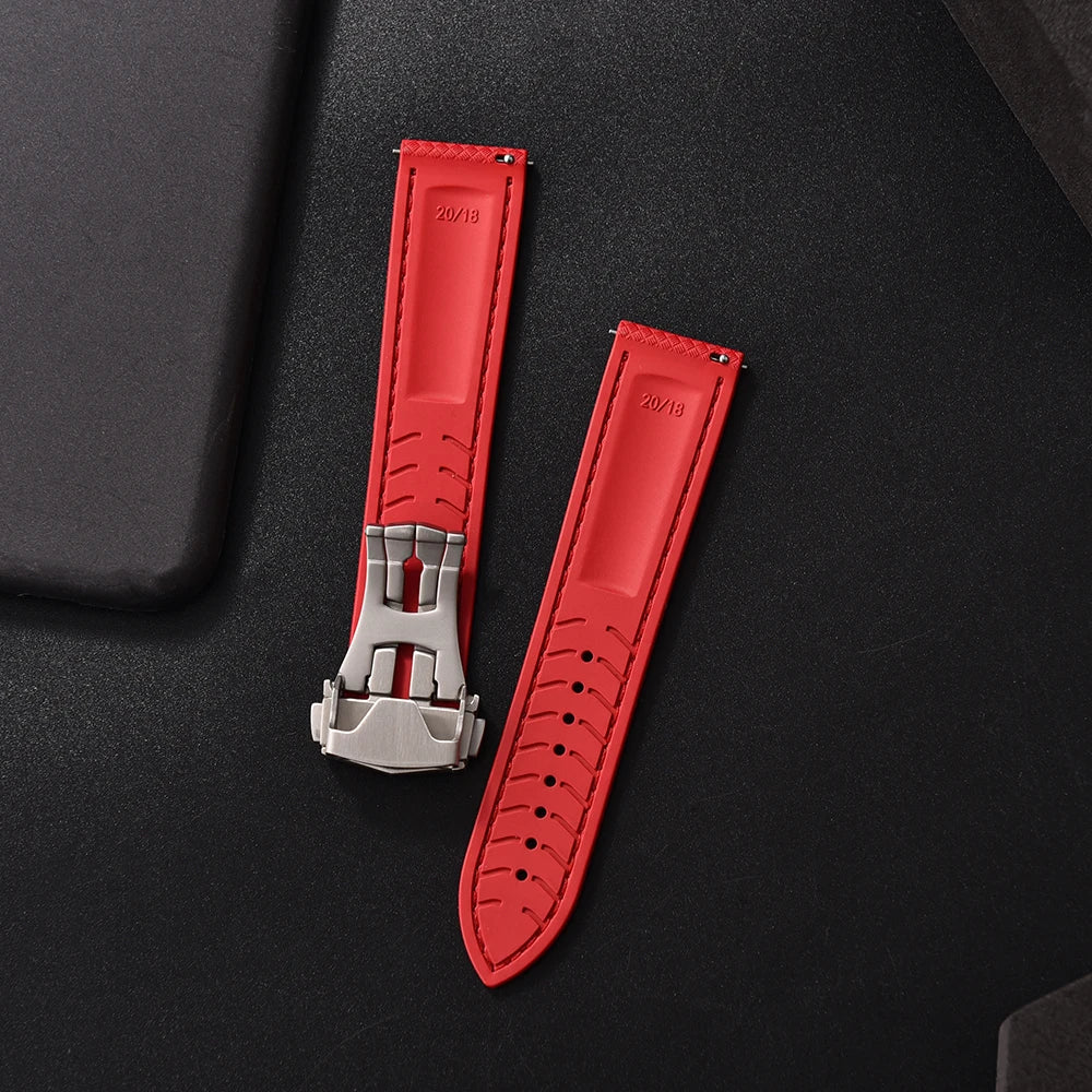 NATOBELT New Design FKM Rubber Watch Strap 20mm 22mm Folding Pin Buckle Quick Release For Omega X Swatch MoonSwatch Seiko