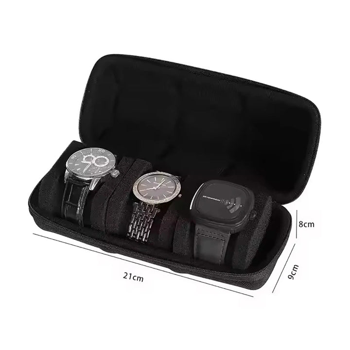 JUELONG Black Elegant Watch Box Organizer Portable Travel Case For Men and Women Ideal For Wristwatches & Smart Watches Collect