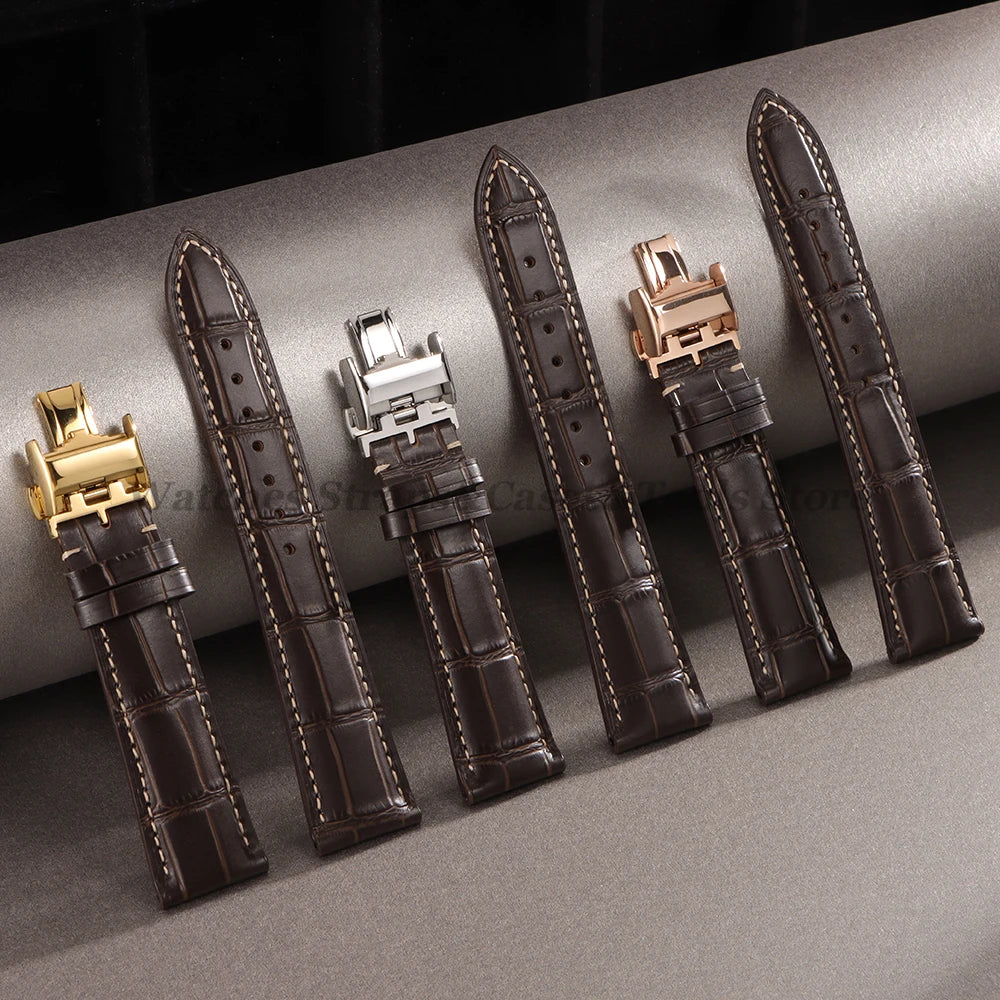 18mm 19mm 20mm 21mm 22mm Cowhide Leather Watch Strap for Longines Watch Bracelet Universal Butterfly Clasp Wristband Replacement