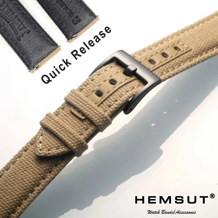 Hemsut Canvas Quick-Release Nylon Watch Strap (18-24mm)