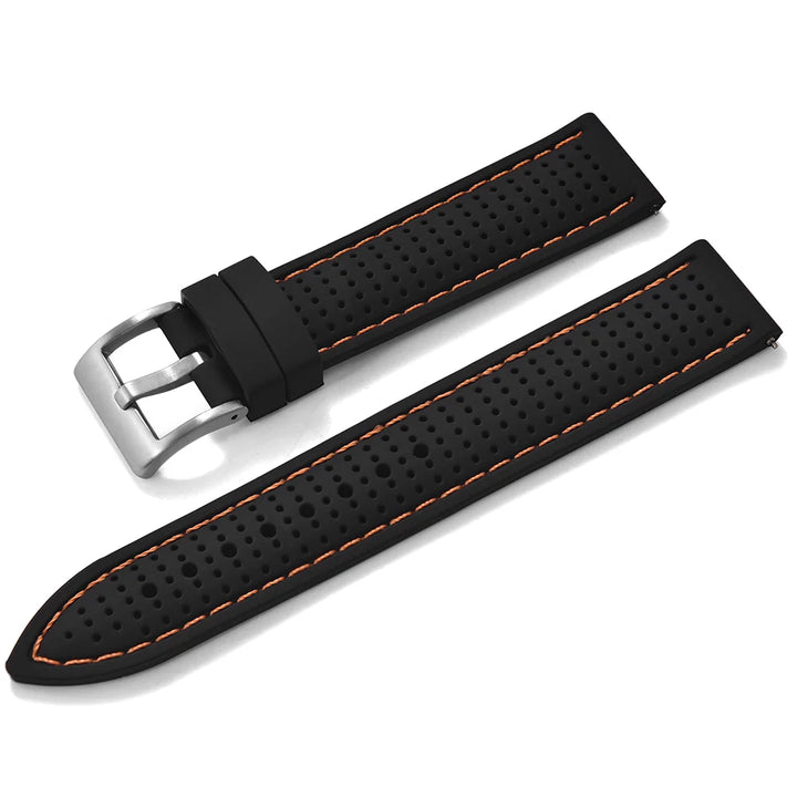JUELONG Premium Porous Design Soft Rubber Watch Strap Perfect Fit Flat End Universal Quick Release Watch Strap 18mm 20mm 22mm