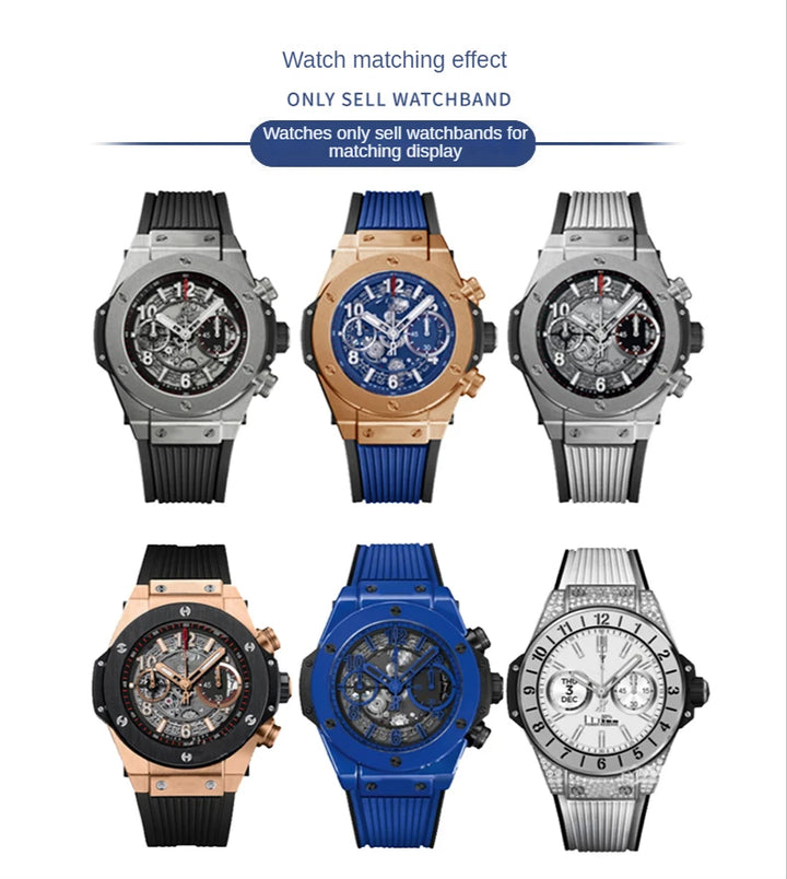 Soft Silicone Watch Band 27×17mm for Hublot Big Bang (Waterproof, Steel