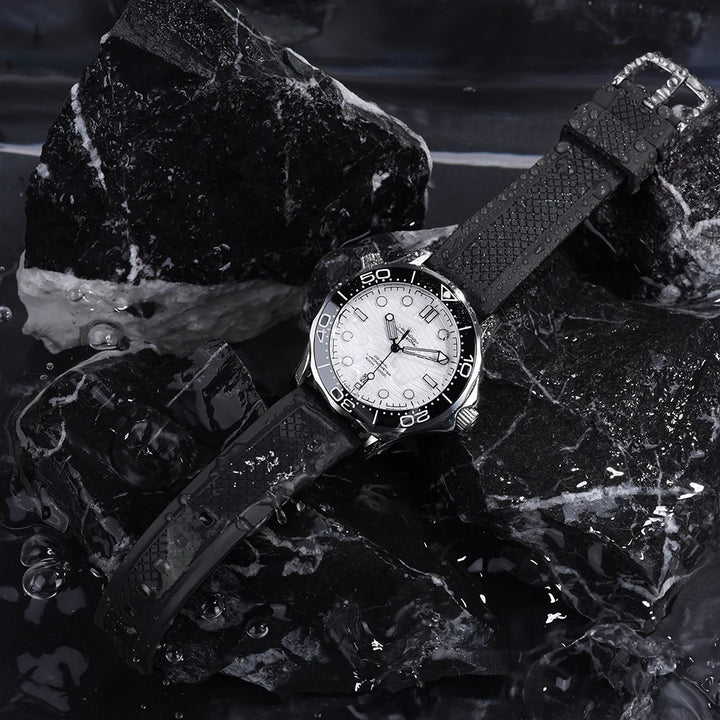 Quality Vulcanized FKM Rubber Watch Strap 20mm 22mm Black Blue Wristband Slide Keeper Ring With Quick Release Sport Watchband