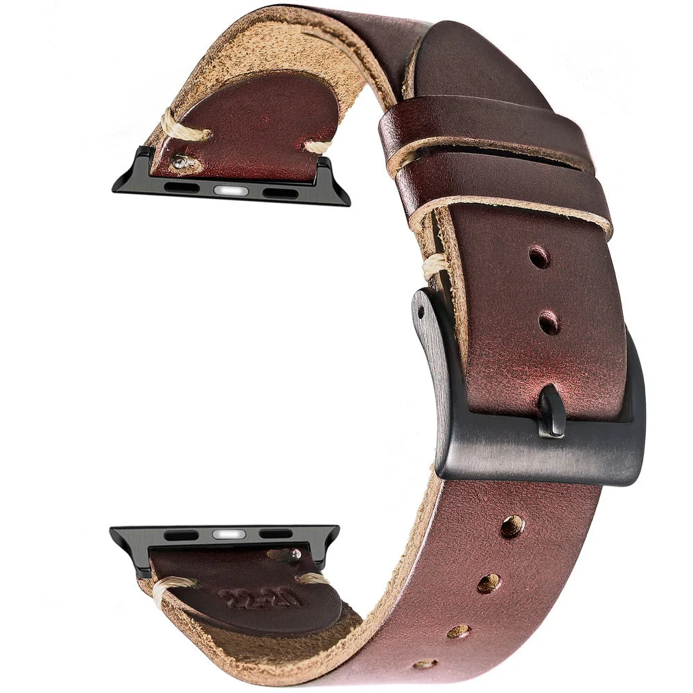 HEMSUT Compatible With Apple Watch Band Horween Leather Watch Strap For iWatch 42mm44mm45mm 38mm40mm41mm For Series7 6 5