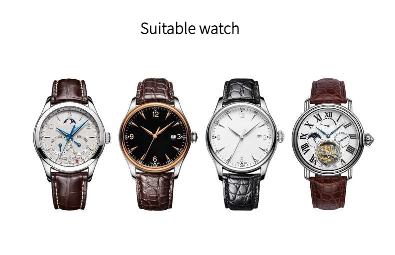 Crocodile Skin Genuine Leather Watch Band with Needle & Butterfly Buckle for