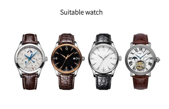 Crocodile Skin Genuine Leather Watch Band with Needle & Butterfly Buckle for