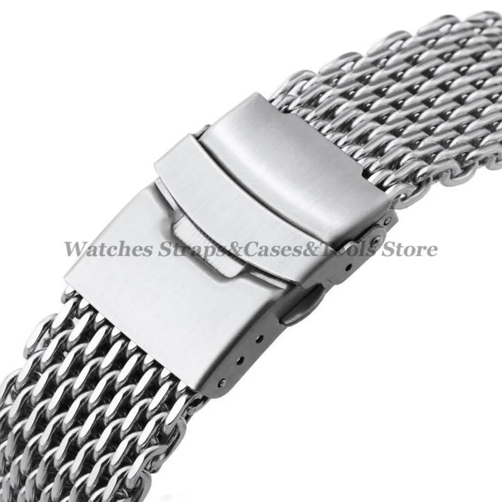 Shark Mesh Steel Watch Strap – 18–24mm for Seiko & Omega, Sport/Diving