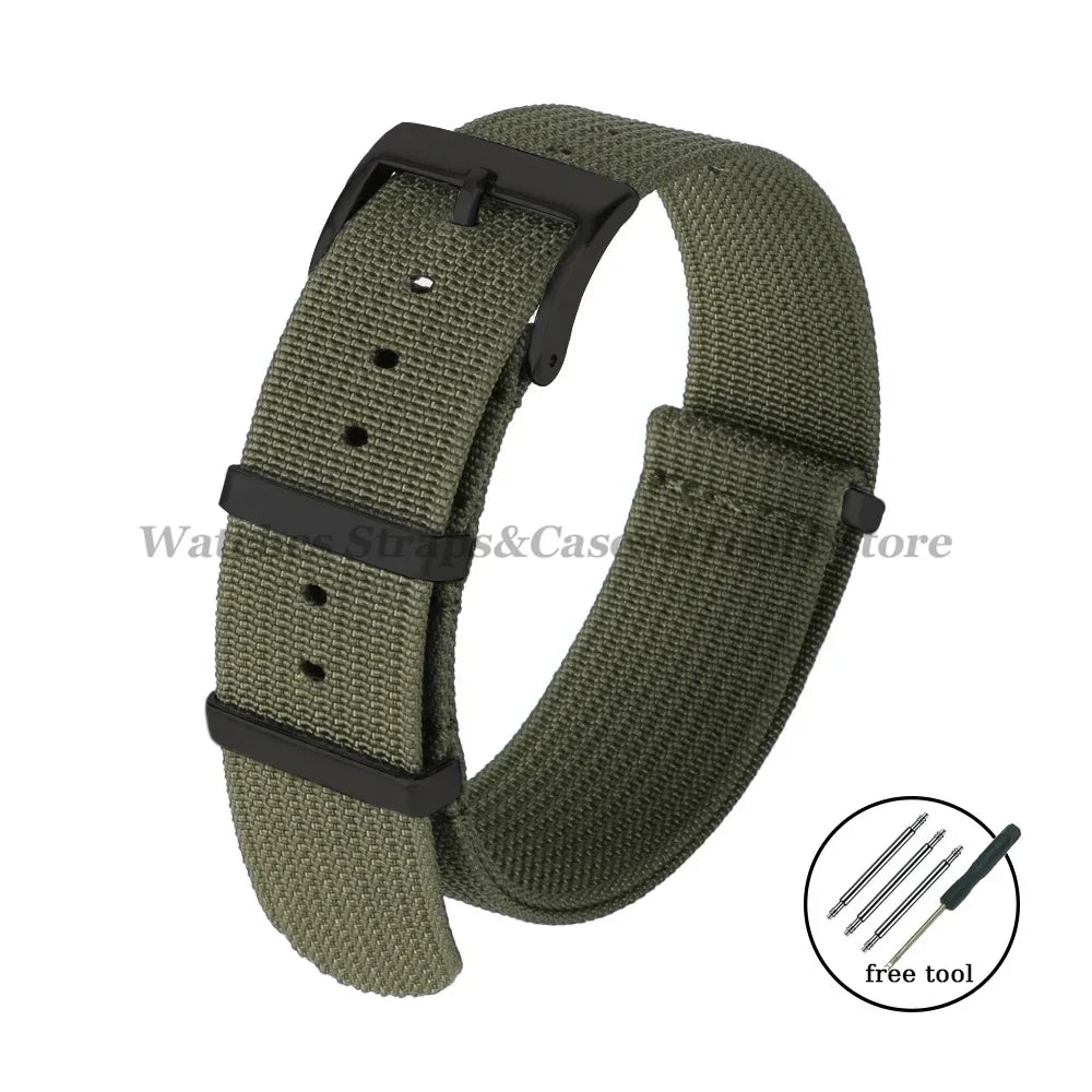 Ribbed Nylon Watch Strap 20/22mm (Military Style)