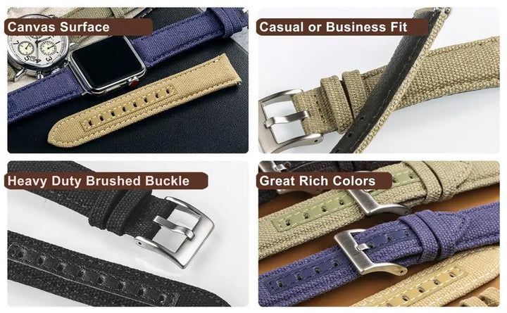 Hemsut Canvas Quick-Release Nylon Watch Strap (18-24mm)