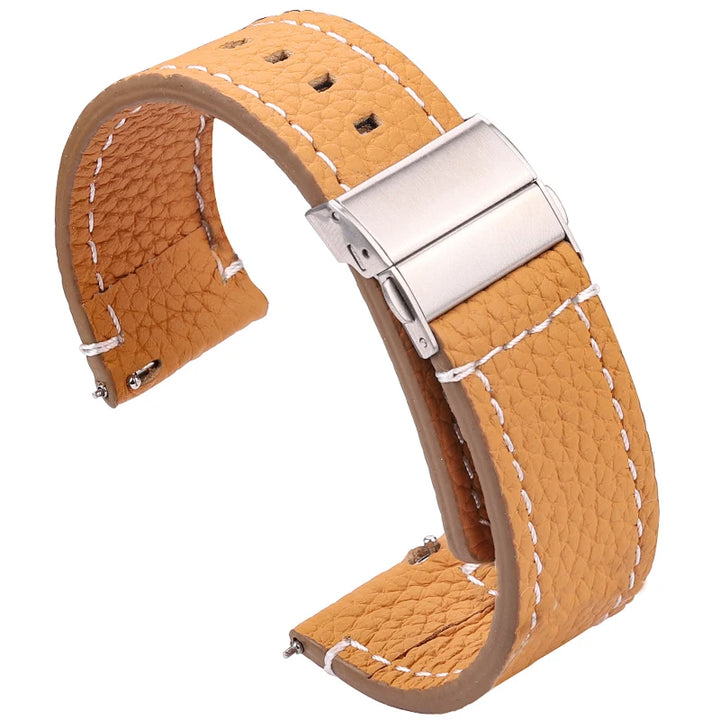 Soft Genuine Leather Smart Watch Band 18 20 22 24mm Women Men Cowhide Strap Brown Black Quick Release Watchband Bracelet
